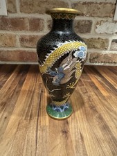 Chinese Cloisonné Baluster Vase with Floral Motif on Green Ground — listing 4