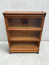 Vintage Oak 3-Stack Barrister Bookcase with Leaded Glass Top Door, 47 in Tall — listing 2