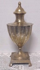Vintage Brass and Cast Metal Urn-Form Table Lamp with Drum Shade — listing 6