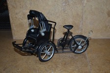 Miniature Handcrafted Black Wire Metal Cycle Rickshaw (Pedicab) Model with Canopy — listing 5