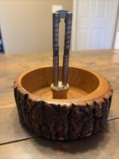 Turned Wood Nut Bowl with Cast Metal Nutcracker Post Center — listing 2