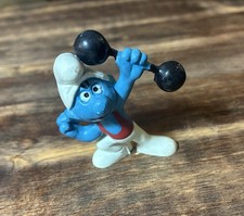 Weight Lifter Smurf PVC Figurine (#20141) - Vintage 1980 West Germany — listing 2