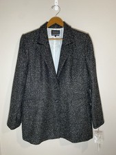 Something Navy Grey Tweed Double-Breasted Blazer, Size Medium — listing 6