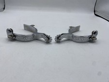 Oscar Crockett Coin-Mounted Western Spurs, Mexican Silver Coin Buttons, 5-Point Rowels — listing 6