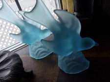 Frosted Blue Satin Glass Bluebird Figurine with Raised Wings — listing 2