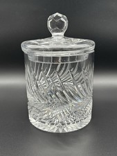 Cut Crystal Lidded Biscuit Barrel / Covered Jar with Diamond and Fan Pattern — listing 2
