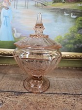 Vintage Anchor Hocking Pink Depression Glass Ruffled Handled Nappy Dish — listing 3