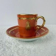 Cream Porcelain Demitasse Cup & Saucer with Gold Bee Motif and Gold Trim — listing 5