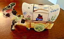 Vintage Ceramic Green Donkey with Saddle Baskets Salt and Pepper Shaker Set — listing 4