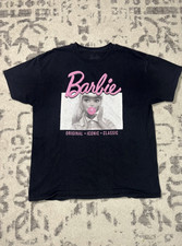 Barbie Repeating Glitter Logo Women's Graphic T-Shirt, Gray, Size M