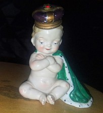Bisque Porcelain Kewpie-Style Baby Figurine with Alphabet Block — listing 2