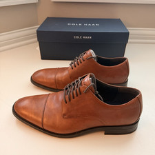 Cole Haan Men's Brown Leather Cap-Toe Oxford Dress Shoes, Made in USA — listing 6