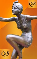 Art Deco Chrome Figural Nude Woman Pedestal Compote with Reticulated Grapevine Bowl — listing 6