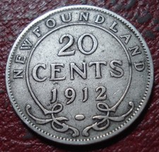 1912 Newfoundland 5 Cents Silver Coin, King George V — listing 2
