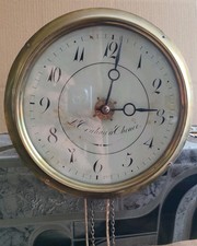 Antique French Comtoise 'Horloge de Parquet' Longcase Clock with Curved Fruitwood Case and Repoussé Rooster Pendulum — listing 2