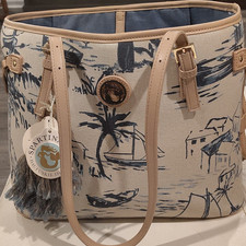 Spartina 449 Daufuskie Island Linen & Leather Floral Tote Bag with Matching Wallet Set — listing 6