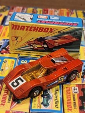 Matchbox Superfast No. 7 Hairy Hustler Diecast Race Car, White with #5 Checkered Livery — listing 2