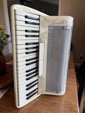Vintage Red Pearloid Piano Accordion with Hard Case and Straps — listing 4