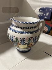 Mexican Talavera-Style Hand-Painted Ceramic Pitcher with Red Handle and Floral Motif — listing 4