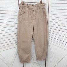 high rise barrel Beige High-Rise Wide Leg Patch Pocket Jeans — listing 3