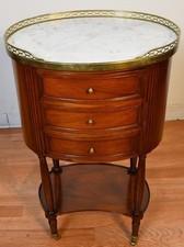 French Louis XV Style Petite Two-Drawer Nightstand / Side Table with Cabriole Legs and Ormolu Mounts — listing 2