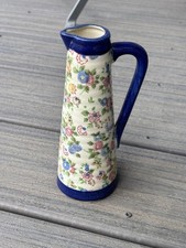 Vintage Chintz Floral Tankard Pitcher / Jug in 'Green Tulip' Pattern