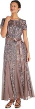 R&M Richards Navy Blue Sequin Lace Open-Front Duster Cardigan, Size 16 — listing 4