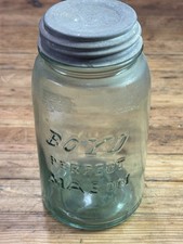 Antique Genuine Boyd's Mason Aqua Glass Fruit Jar with Atlas Zinc Lid — listing 4