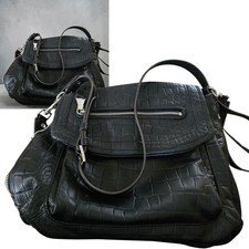 Liebeskind Berlin Black Pebbled Leather Crossbody Hobo Bag with Cargo Pockets