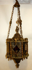 Pair of Moroccan Pierced Brass Floor Lamps / Torchère Lamp Bases with Bulbous Body and Spire Finial — listing 2