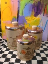 Vintage Ransburg Turquoise Metal Canister Set with Gold Rooster Motif (4 Pieces) — listing 3