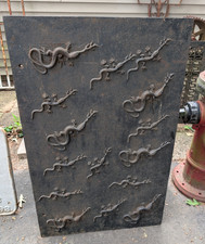 Antique Cast Iron Fireplace Summer Cover / Fireback with Flaming Torch Urn and Laurel Motif No visible marks — listing 2
