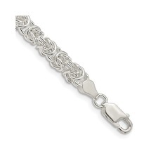 Nepalese Sterling Silver Byzantine (Borobudur) Chain Necklace, 17" with S-Hook Clasp — listing 3