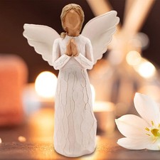 Resin Angel Figurine with Crossed Arms and Pink Robe — listing 2