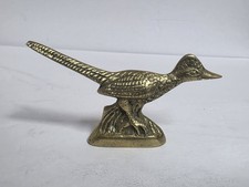Vintage Solid Brass Preening Bird Figurine on Round Base — listing 5