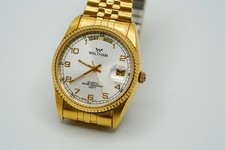 Vintage 1970s Waltham 17 Jewels Incabloc Day-Date Men's Watch, Swiss Made, Cushion Case with Speidel Expansion Band — listing 2