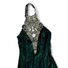Vintage Emerald Green Metallic Foil Velvet Sleeveless Maxi Dress — listing 2