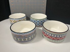 Signature Housewares Stoneware Cereal Bowl Blue Red Boho Pattern — listing 2