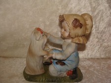 Porcelain Figurine of Girl in Flowered Hat with Puppy and Flowers — listing 2