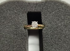 Yellow Gold Solitaire Engagement Ring with Round Clear Stone — listing 6