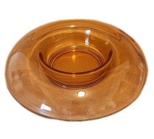 Vintage Amber Pressed Glass Oval Console Bowl with Embossed Leaf and Fruit Pattern — listing 5