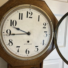 Seth Thomas Reproduction Schoolhouse Regulator Wall Clock, Black Frame — listing 2