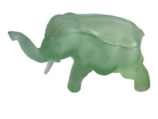 Vintage Green Glass Figural Elephant Canister Jar with Lid — listing 2