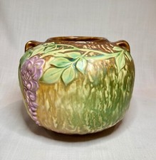 Roseville Pottery Wisteria Two-Handled Vase, Shape 634-7 (Brown Colorway) — listing 6