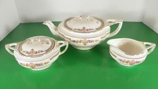 W.H. Grindley Chelsea Ivory Gravy Boat with Attached Underplate, Blue & Orange Floral — listing 3