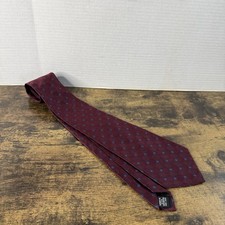 Geoffrey Beene Blue & White Diagonal Striped Silk Necktie — listing 4