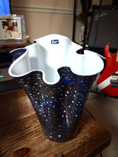 Art Glass Handkerchief Bowl with Green and Blue Swirl Marbling — listing 4