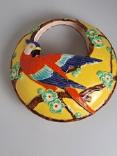Majolica-Style Figural Parrot Tree-Trunk Bud Vase — listing 6