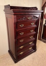 Antique Federal-Style Mahogany Chest of Drawers with Two-Over-Three Drawer Configuration and Turned Wood Knobs — listing 3