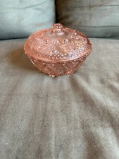 Vintage Pink Depression Glass Cube/Cubist Pattern Covered Butter Dish with Starburst Lid — listing 4